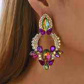 Luxe Multicoloured Rhinestone Drop Earrings | Trendy Statement Jewellery